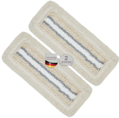 Okaei 2 Stück Wischmopp Bezug (40 cm) - Bodenwischer-Wischbezug für Krankenhäuser & Pflegeeinrichtungen - Wischer-Bezug mit optimalen Gleiteigenschaften für Ergonomisches Arbeiten - Beige &Grau