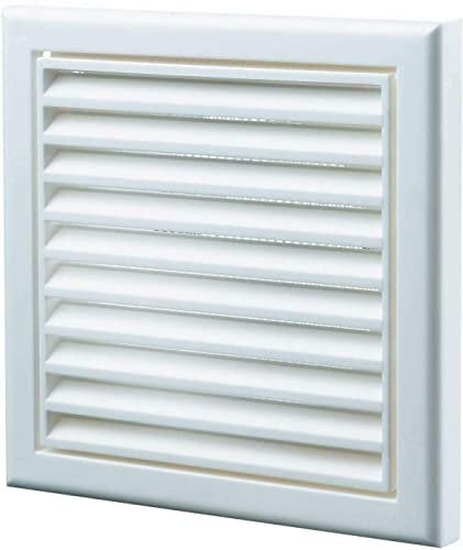 VENTS UK 6 inch - 150 mm Square White Louvered Wall Ventilation Grille with Mesh for Extractor Loft Fan Bathroom Pipe Cover Wall Ceiling Bedroom Living Room – Duct Extractor Grill