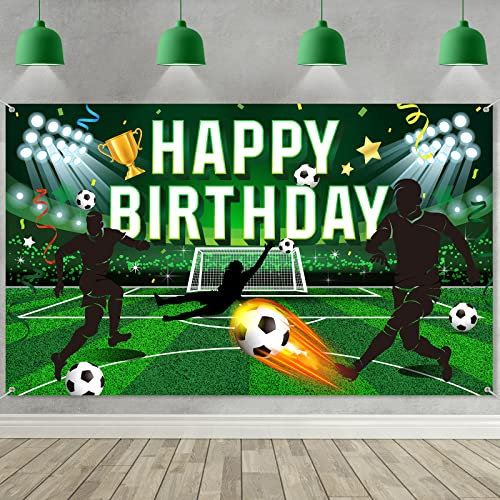 Fußball Geburtstag Deko, Fußball Feld Hintergrund Fußball Geburtstag Banner Hintergrund Sport Foto Stand Requisiten für Mädchen Jungen Kinder Fußball Geburtstag Zubehör, 5,9 x 3,6 Feet