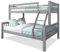 Triple Bunk Bed, 4ft6 Double & 3ft Single Wooden Bunk Beds with Ladder Triple Sleeper Kids Bunk Bed, Solid Pine Wood Frame Children Single Double Bed Frame, Grey L199cm x W143cm x H144