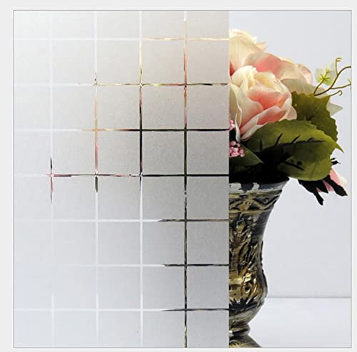 Privatsphäre Fensterfolie quadratisches Muster Dekorfolie Sichtschutzfolie Ohne Kleber Selbstklebend Glas Fenster Aufkleber Anti-UV Folie(Size:0.75 * 15,Color:Quadrat)