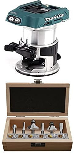 Makita DRT50Z Akku-Multifunktionsfräse 18V (ohne Akku, ohne Ladegerät) + Fräser-Set 8mm 6Stk
