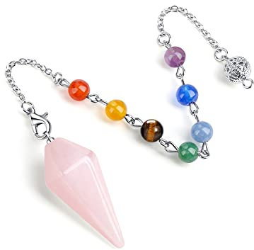 Healing Crystals Chakra Rose Quartz Gemstone Crystal Pendulum Energy Gem Reiki Tapered Pendulum for Divination for Men and Women Gifts for Crystal Beginners.