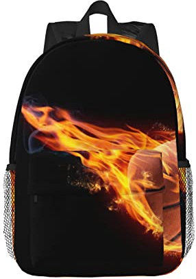 Basketball On Fire 38,1 cm leichter Studentenrucksack Mädchen und Jungen Rucksack Laptop-Rucksack, Basketball auf Feuer, Einheitsgröße