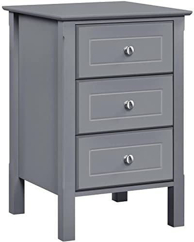 Yaheetech Nachttisch Nachtkommode Nachtschrank Beistelltisch mit 3 Schubladen Stabil Sofatisch für Wohnzimmer/Schlafzimmer/Flur/Büro, 40 x 40 x 60 cm, Dunkelgrau