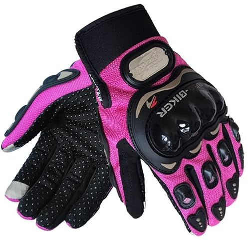 Moped Handschuhe Rosa Damen Motorrad Touchscreen Handschuhe Motocross Vollfinger Reithandschuhe Sommer Atmungsaktive Fahrrad Radfahren MTB Handschuhe Motorradhandschuhe ( Color : Pink , Size : S )