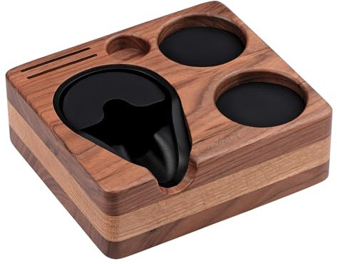 Normcore Tamping Station, Natural Walnut Espresso Tamping Mat, Wooden Tamping Mat for 51/54/58mm Portafilter, Tamper, Distributor, Puck Screen and Portafilter, Genuine American Walnut Wood
