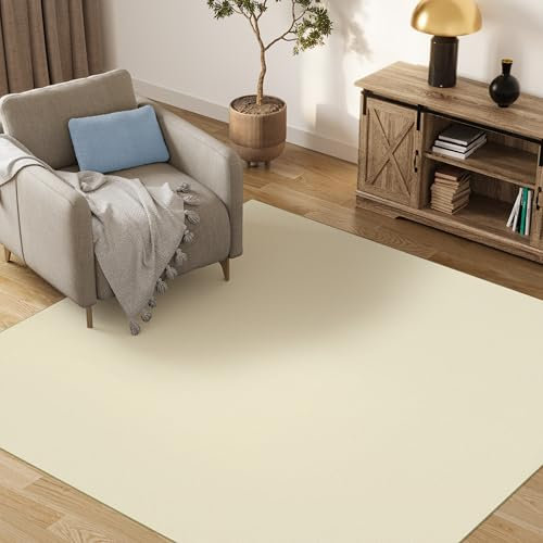TAPISO Mono Quadrat Teppich Kurzflor Indoor Outdoor UV-beständig Creme Einfarbig Wohnzimmer Schlafzimmer Kinderzimmer Modern ÖKO-TEX 120 x 120 cm