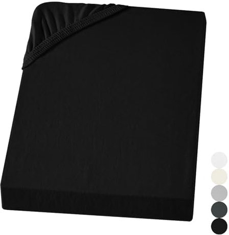 Carpe Sonno Warmes Biber Spannbettlaken 140x200cm Schwarz [Made in Germany] 15 bis 25cm Steghöhe - mit Gummizug | Flanell Bettlaken | Winter Spannbetttücher flauschig | Biber Bettlaken Dicker Stoff