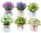 JETAINE Piante finte in vaso, 6 fiori artificiali con vaso, piante finte lavanda in vaso macaron, decorazione primaverile da tavolo, centrotavola, decorazioni per interni ed esterni, casa, cucina,