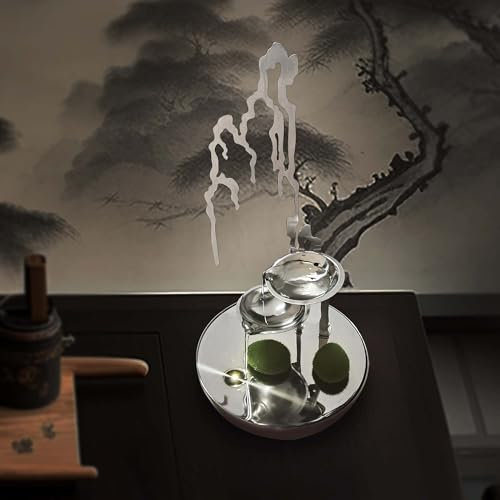 Köhko Tischbrunnen Chinesische Landschaft mit LED Beleuchtung innnenbrunnen für Fensterbank, Tisch.