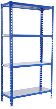 PROREGAL Schwerlastregal MID Metal Shark | HxBxT 150x80x30cm | Fachlast 180kg | Blau-Verzinkt | Regal Standregal Werkstattregal Lagerregal Kellerregal
