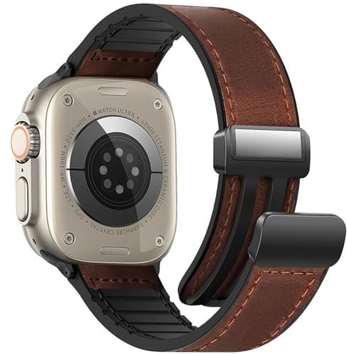 WestEagle Magnetic Leather Watch Strap Compatible with Apple Watch 38mm 40mm 41mm 42mm (S10) Genuine Leather with Magnetic Buckle Strap for iWatch Series Ultra/Ultra2/10/9/8/7/6/5/4/3/2/1/SE