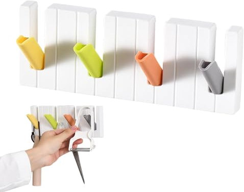 Piano Coat Rack, Wall Mounted Hook Rack - Piano Shaped Wall Mounted Coat Rack | Foldable Kitchen Shelf Storage Hooks, Adhesive Key Hanger with 4 Hooks for Entryway, Living Room, Bathroom, Kitchen