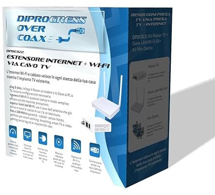 Powerline Internet via cavo TV Diprogress DOC con estensore WiFi