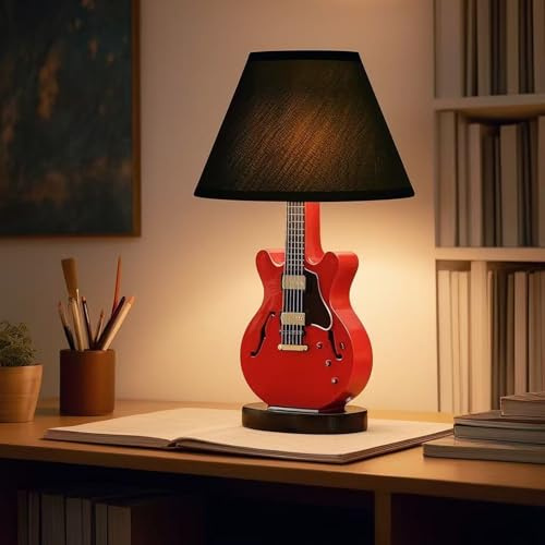 SUPERRUIDALONG Moderne Mode Kreative Cartoon Rot Gitarre Licht Warmes Schlafzimmer Spezielles Licht LED Dreifarbig Dimmbar Gitarre Enthusiasten Geschenk