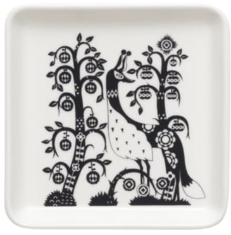 Iittala Piatto quadrato Taika in vitroporina Colore: nero e bianco, dimensioni: 12 x 12 x 1,9 cm, 1070928