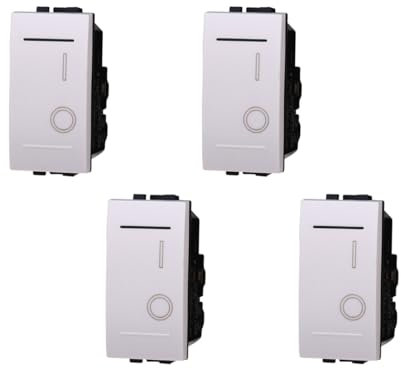 Interruptor bipolar 0-1 16 A, compatible con Bticino Living Light (4 unidades, blanco)