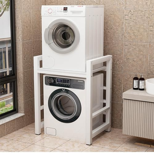 Rahmen Waschmaschinenschrank + Teak-Überbauregal für Waschmaschine und Trockner