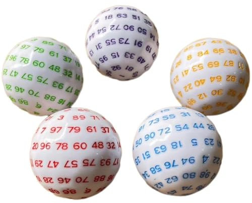 Lpitoy 100-seitige Würfel, Brettspielwürfel, 5 Stück, 100-seitige Acrylwürfel, Polyedrische Kugelförmige Würfel, Zahlenwürfel