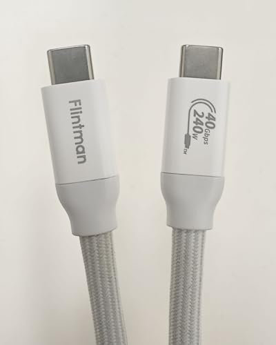 Flintman Kompatibel mit Thunderbolt 4 Kabel, USB4 Kabel 2M, 40Gbps, 6K/5k@60Hz 4K@144Hz, 240W PD3.1, Weiß