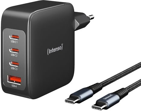 Intenso Adaptateur Secteur W140A3C GaN, 3 Blocs d'alimentation USB-C jusqu'à 140 W et câble de données USB-C vers C et Technologie GaN, certifié Mfi, Blanc : Amazon.de : électronique et Photo