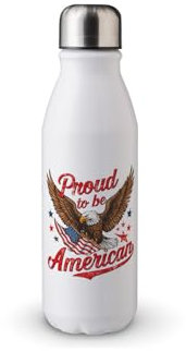 MAXIKIWI Borraccia a parete singola con tappo a vite, in alluminio leggero non isolato, senza BPA, a prova di perdite, vintage, 4 luglio, 500 ml