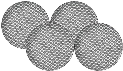 Ritzenhoff & Breker Takeo Circles Speiseteller 4er Set, 26 cm, Runde Teller mit vollflächigem Dekor, Skandinavisches Design, Mix-&-Match-Geschirr, Porzellan, Weiß und Schwarz