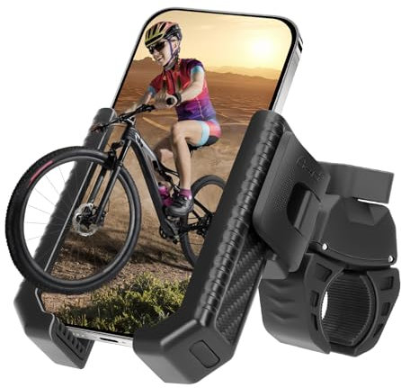 Libershine Support Téléphone Vélo Universel, Porte Telephone Vélo Moto, Anti-Chute Support Telephone Moto, Support de Telephone Velo, Porte Vélo du Guidon avec 360° Rotation pour Vélo de Route MTB