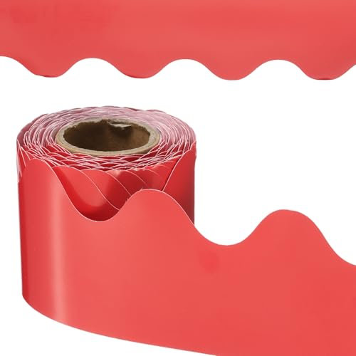 PATIKIL Bulletin Board Border, 41 Feet Poster Chalkboard Cork Decoration Trim Scalloped Borders Wall Decor for Classroom Office Locker, Red