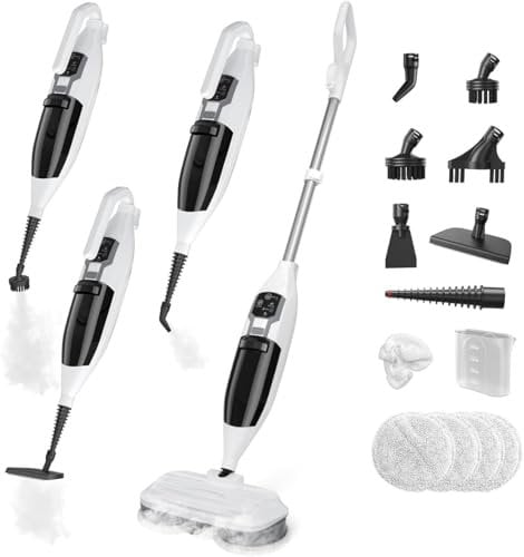 Torder Steam Mop, Floor Scrubber Steam Spin Mop for Hard Floors Deep Cleaning,Multipurpose Handheld Steam Cleaner with 13 Accessories for Multiple Floors,550ml Capacity,30 Second Heat-Up