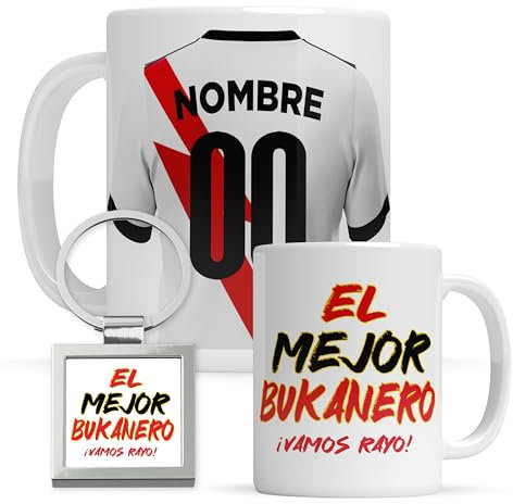Taza personalizada Rayo Vallecano - Regalo Original para aficionados del Futol - Personaliza tu taza de desayuno - Taza de Desayuno café