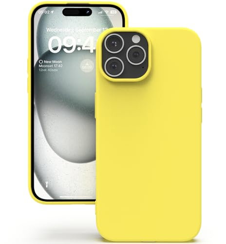 YATWIN für iPhone 15 Pro Max Hülle, Premium Silikon Handyhülle mit Kameraschutz, Seidig-Weicher Berühren Ultra Dünne Stoßfeste Kratzfeste Schutzhülle, Gelb