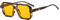 qinqilanqi-S Vintage Square Double Bridge Sonnenbrille Männer Frauen 70er Jahre flach Sonnenbrille Retro Pilotbrille (Leopard/Orange)
