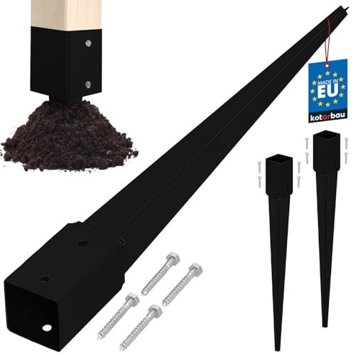KOTARBAU® 2 Stk. Pfostenträger zum Einschlagen 51x51x600mm Verzinkt-pulverbeschichteter Stahl Einschlaghülse Erdanker Einschlagbodenhülse Gartenzaun Erdungsspieß Bodenanker Einschlaghülsen Holzpfosten
