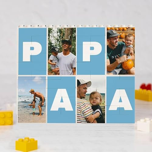 Wanapix | Personalisiertes Klötzchenpuzzle XL | Kompatibel mit Anderen Steinen | Vatertagsgeschenk | Originelles Geschenk | 28 Teile XL | 13x11cm | Letter