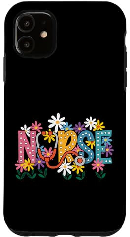Krankenschwester-Stethoskop-Design, buntes Blumenmuster Hülle für iPhone 11