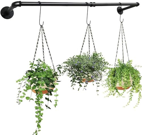 Peosaard Barre de suspension murale en métal pour plantes, barre de pot lisse et robuste pour fenêtre, balcon et plus encore/91,4 x 20,3 cm