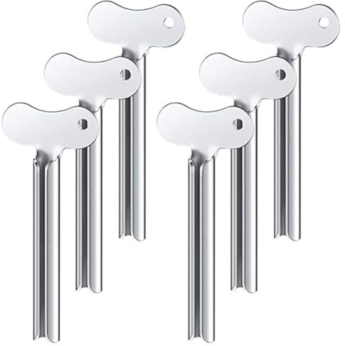 Nettoppo Spremitore per Tubetti di Dentifricio in Acciaio Inossidabile da 6 Pezzi Spremidentifricio con Chiave in Metallo per Spremitore per Tubi Cosmetici