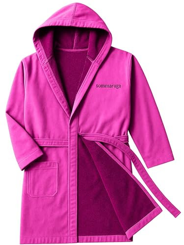 o-day Peignoir pour homme en coton éponge double tissu avec capuche – 100 % coton naturel ultra absorbant, piscine, salle de sport – peignoir microspugna femme, fuchsia, L