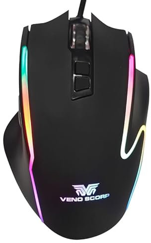 Veno Scorp ViperX RGB Gaming Mouse – 12,800 DPI Precision Sensor, 9 Programmable Buttons, Ergonomic PC/Mac Gaming Mouse with Customizable RGB Backlighting & Onboard Memory