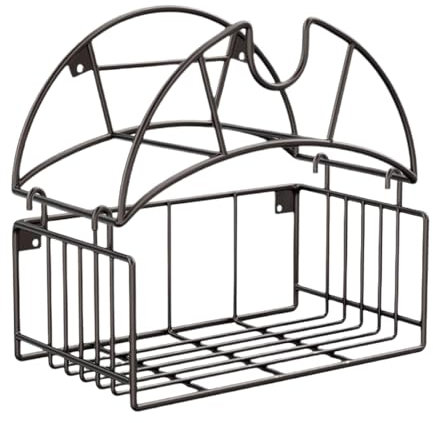 Soporte para manguera de jardín montado en la pared, soporte de pared para manguera de jardín, estante de metal resistente para almacenamiento de cables de extensión, patio, piscina al aire libre
