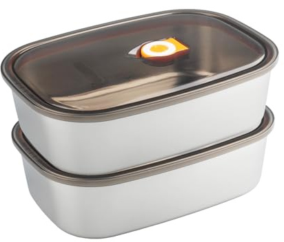 WakiHong 2 Piezas Recipientes Herméticos de Acero Inoxidable para Alimentos | Recipientes de Acero inoxidable con Tapas Fiambrera de Metal,per Vida, Horno,Congelador y Lavavajilla--1900ML