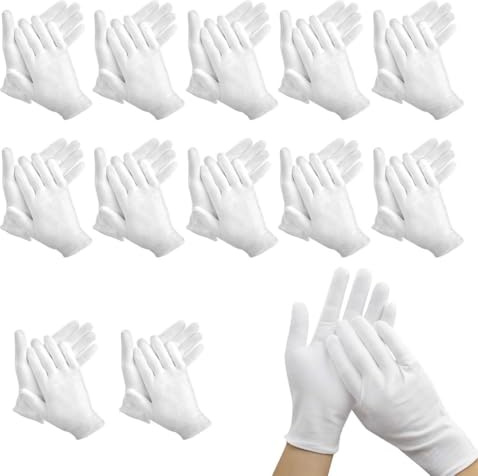 ZENQARI 12 Paires Gants Blancs Pour Hommes Et Femmes Adapté 100% Coton Gants Hydratants Pour Mains Mains Sèches Adapté À Mains Sèches Inspection Bijoux