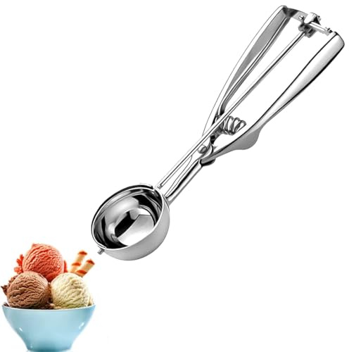 Ice Cream Scoop, Stainless Steel Cookie Scoops, Fruit Scoop Large Sized with Easy Trigger Perfect Make Ball, for Easy Serving Ice Cream, Cookie, Meatballs, Mashed Potatoes and DIY Fruit Baller
