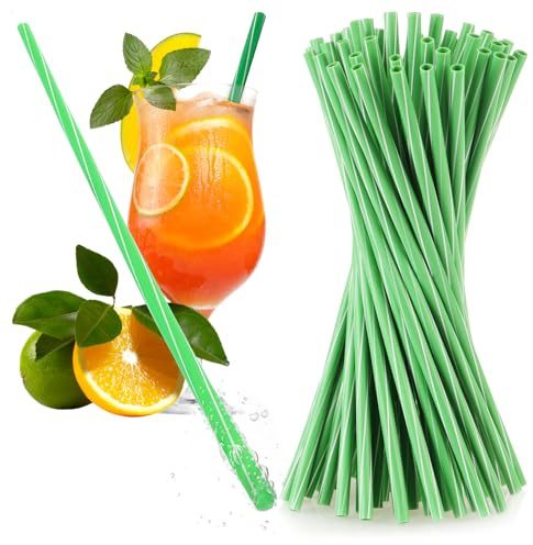 Robin Goods® 50x pailles réutilisables en plastique dur - 22 cm, lavables au lave-vaisselle, pour smoothies, cocktails et boissons chaudes (vert - 50x)