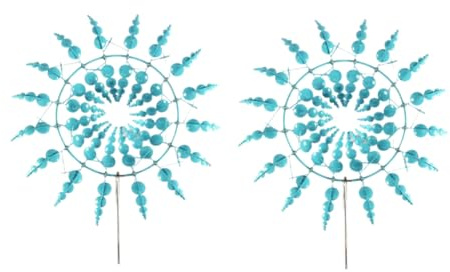 Generchin Moulin à Vent en Métal Bleu Magic Nouveau Moulin à Vent en Métal Cinétique, Adapté à la Cour et au Jardin