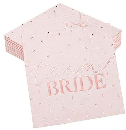 Hpbaggy 16 Stück JGA Servietten Rosegold, 33x33cm Team Bride Servietten Tisch Deko, Rosa Team Braut Papierservietten für Frauen Party Deko JGA Tischdeko Junggesellen Junggesellinnenabschied Abschied