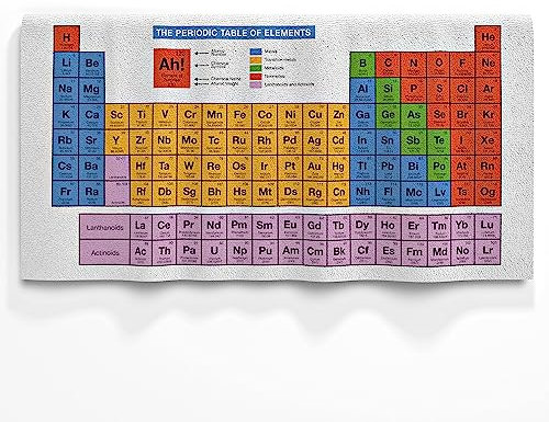 getDigital Großes Strandhandtuch für Nerds und Chemie Geeks mit aufgedrucktem Periodensystem der Elemente, Mehrfarbig, 140 x 70 cm, 100% Baumwolle, geprüft nach Öko-Tex Standard 100