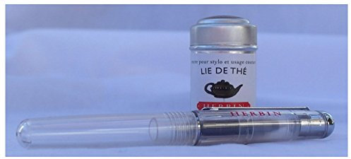 J Herbin Transparent roller ball pen and tin of 6 Brown, Lie De The ink cartridge refills